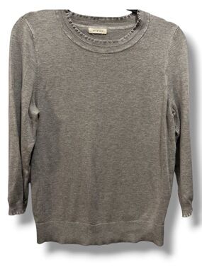 Max Studio Women’s Grey Sweater Ruffled Collar & Sleeve Detail